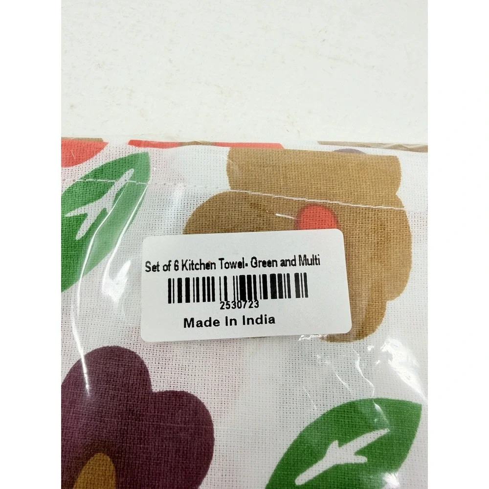 Shop LC Set of 6 Multi Color 100% Cotton Leaves & Floral Pattern Kitchen Towels